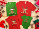 "Custom Text CHRISTmas Reindeer Head" Shirts-ADULT/YOUTH/TODDLER/INFANT