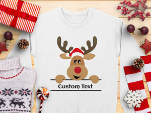 "Custom Text CHRISTmas Reindeer Head" Shirts-ADULT/YOUTH/TODDLER/INFANT